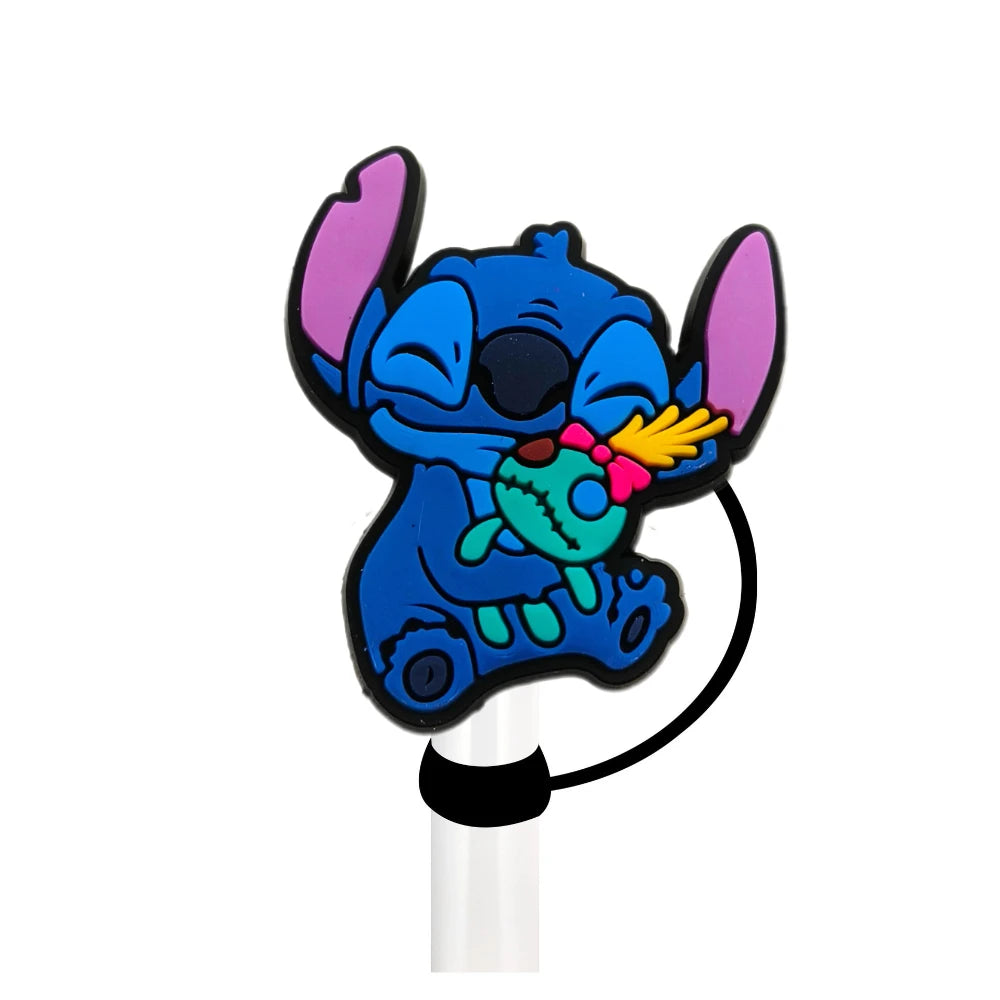 Cute Blue Cartoon Straw Toppers – Dust-Proof Covers for 9–10mm Straws