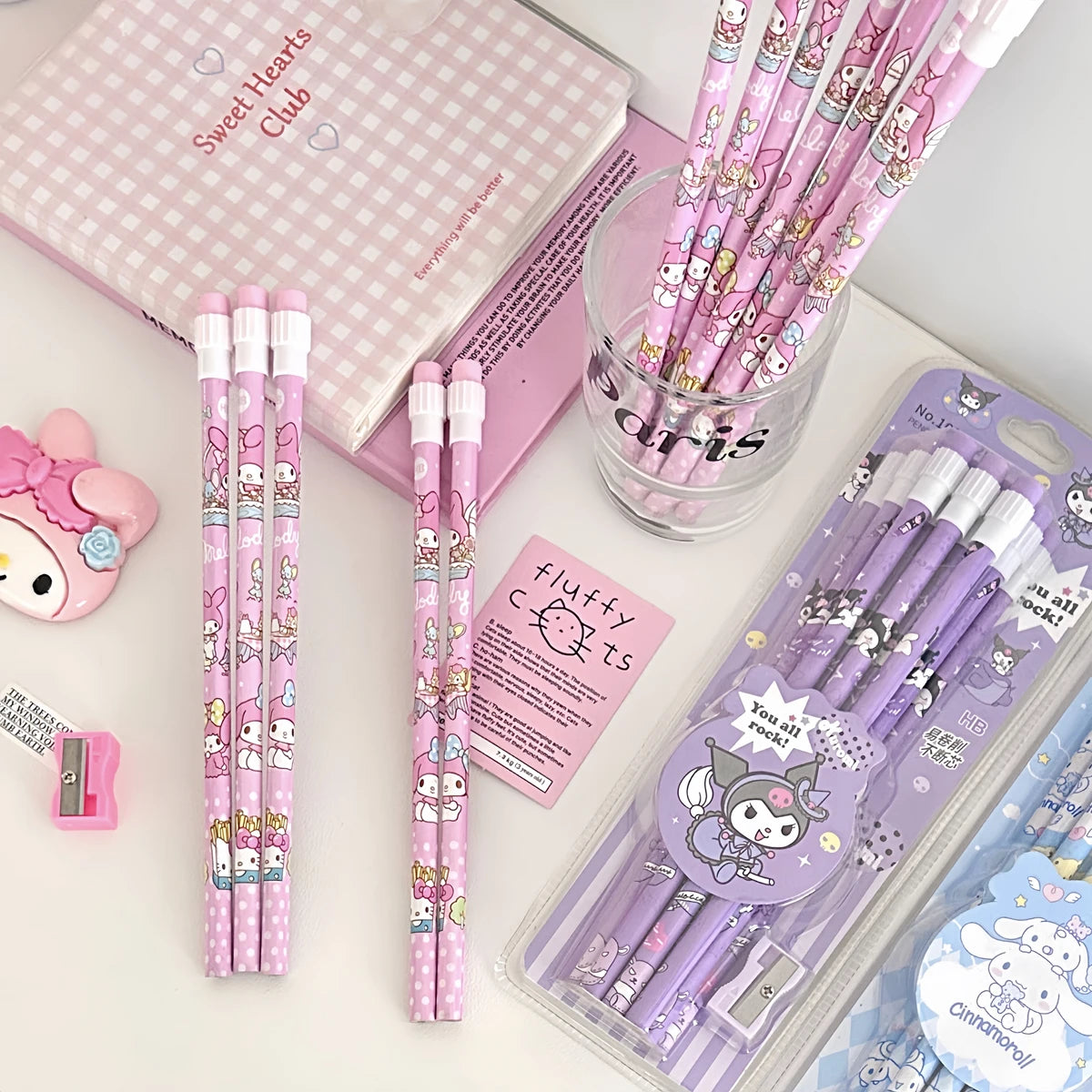 12-Piece Kawaii Cartoon Pencil & Case Set – Cute Stationery Gift Box