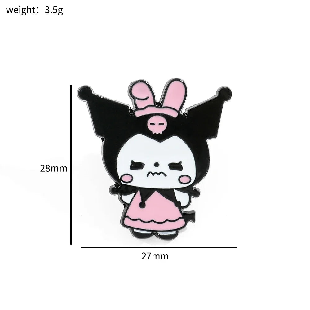 8-Piece Kawaii Cartoon Character Brooch Set – Cute Animal-Inspired Enamel Pins