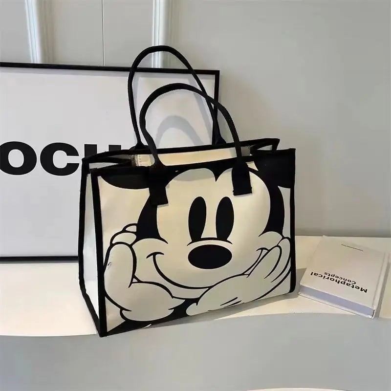 Kawaii Cartoon Canvas Shoulder Bag – Large Capacity Work Tote for Women
