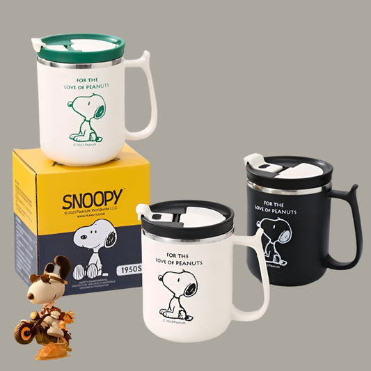 Cartoon Beagle Stainless Steel Mug – 480ml Insulated Travel Cup with Lid