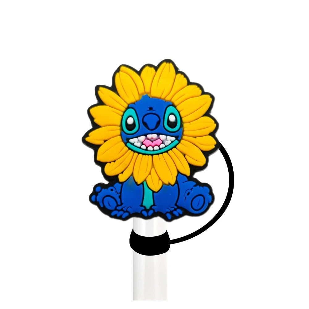 Cute Blue Cartoon Straw Toppers – Dust-Proof Covers for 9–10mm Straws