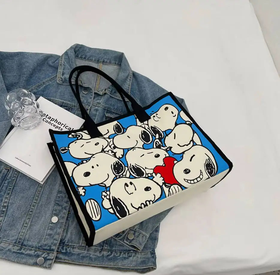 Kawaii Cartoon Canvas Tote – Cute Satchel Backpack for Daily Use