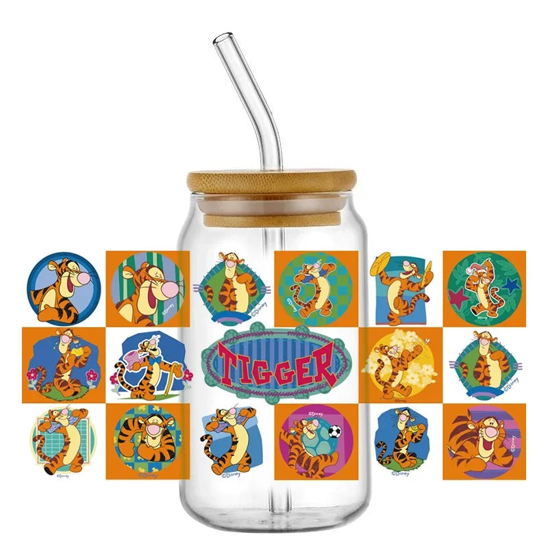 Cartoon Bear Cup Wrap – 16oz Reusable Glass Tumbler Sticker