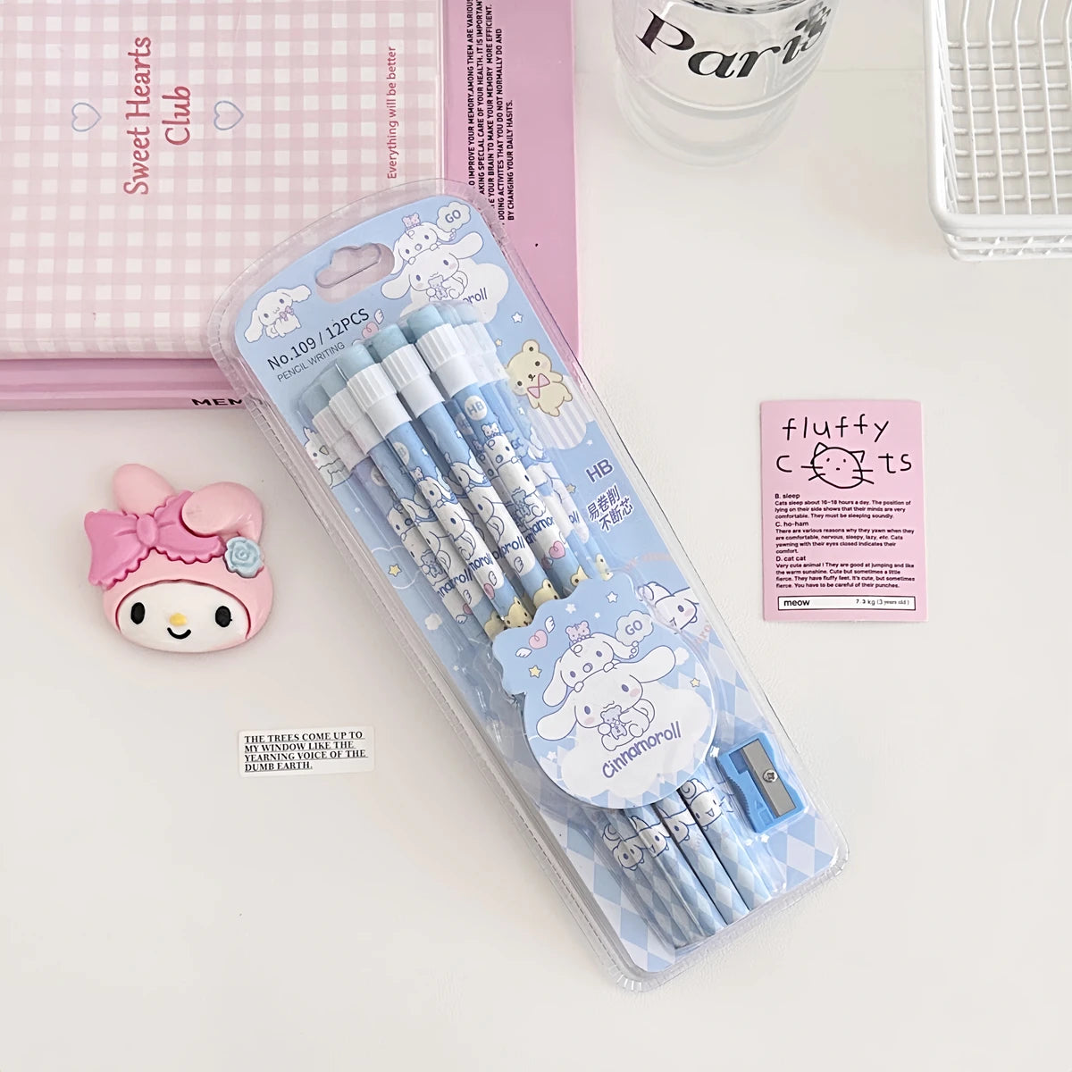 12-Piece Kawaii Cartoon Pencil & Case Set – Cute Stationery Gift Box