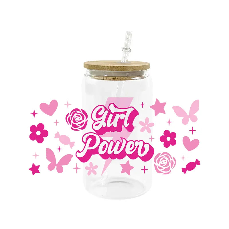 Kawaii Pink Cup Wrap – 16 oz Reusable Decal Sticker for Tumblers
