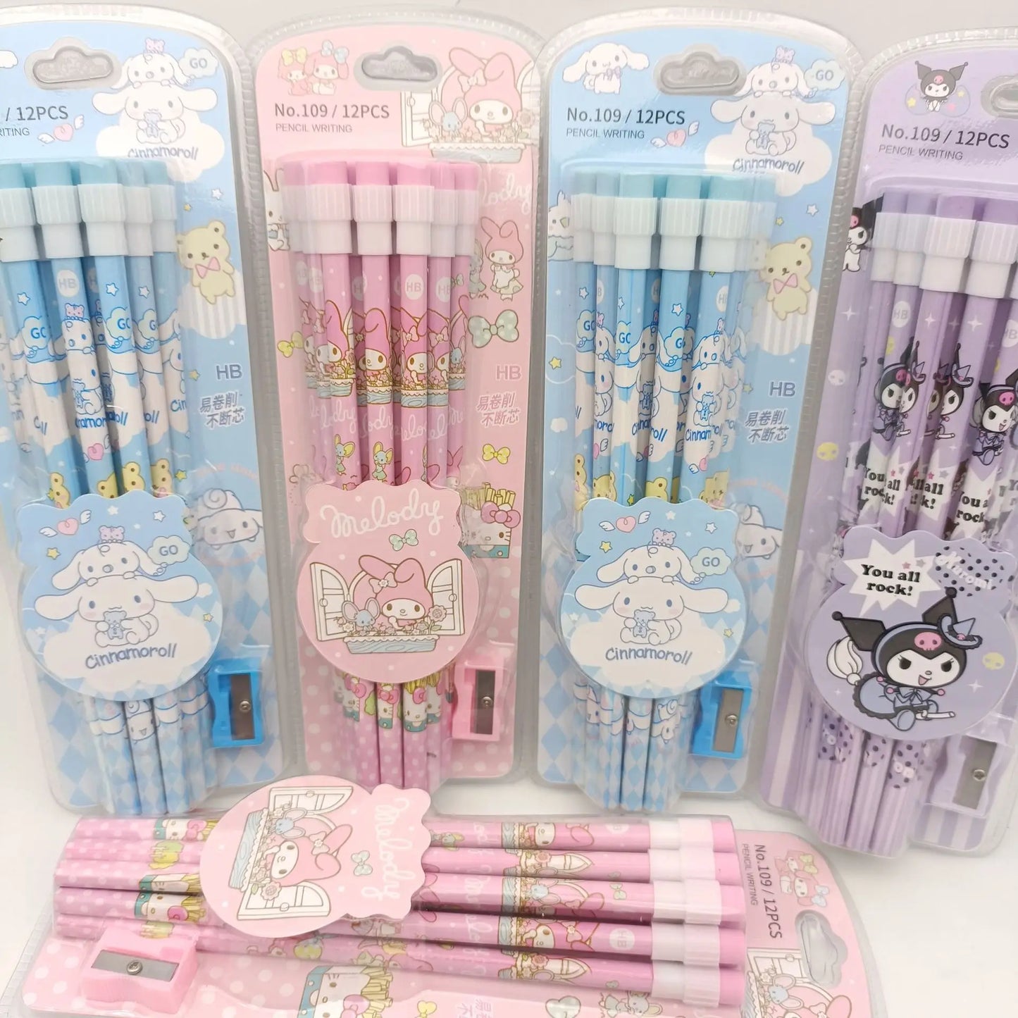 12-Piece Kawaii Cartoon Pencil & Case Set – Cute Stationery Gift Box