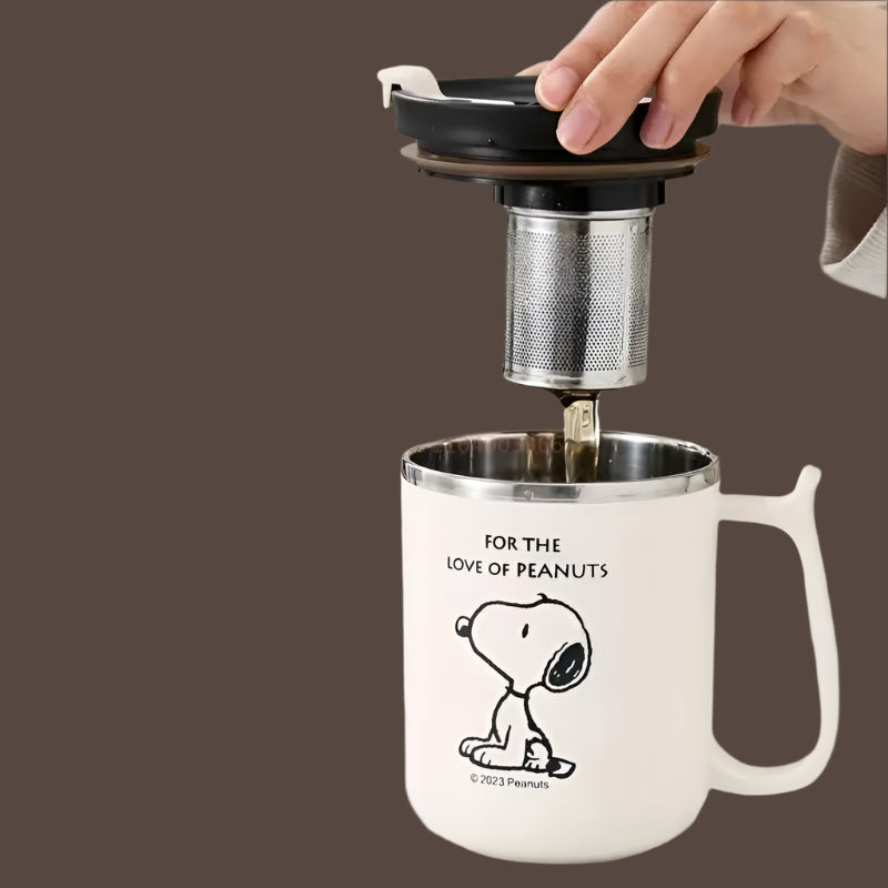 Cartoon Beagle Stainless Steel Mug – 480ml Insulated Travel Cup with Lid