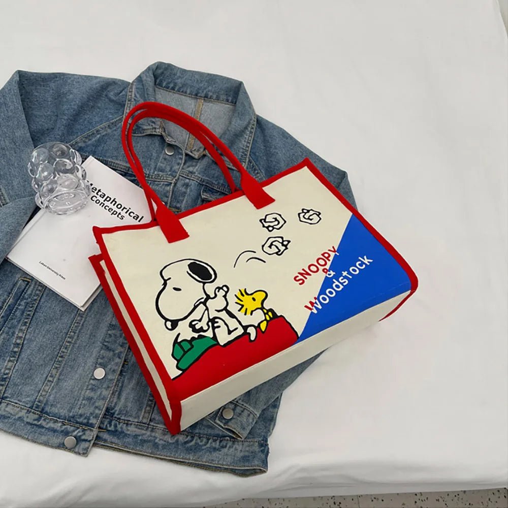 Kawaii Cartoon Canvas Tote – Cute Satchel Backpack for Daily Use