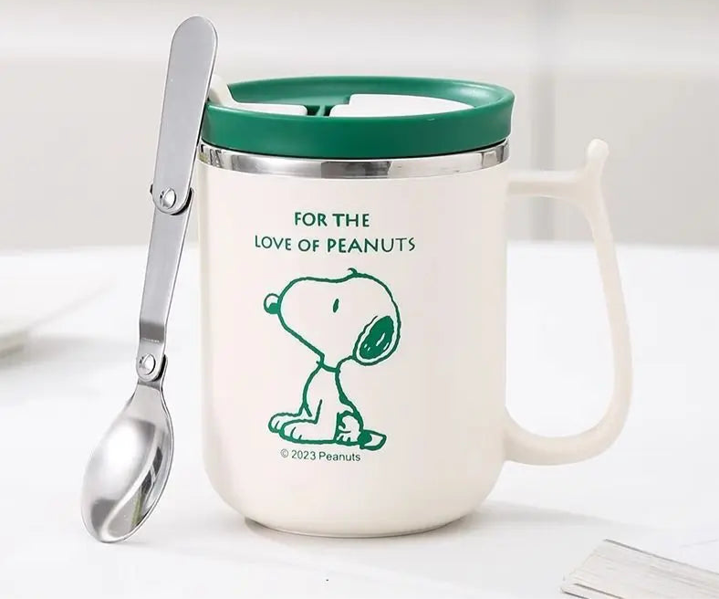 Cartoon Beagle Stainless Steel Mug – 480ml Insulated Travel Cup with Lid