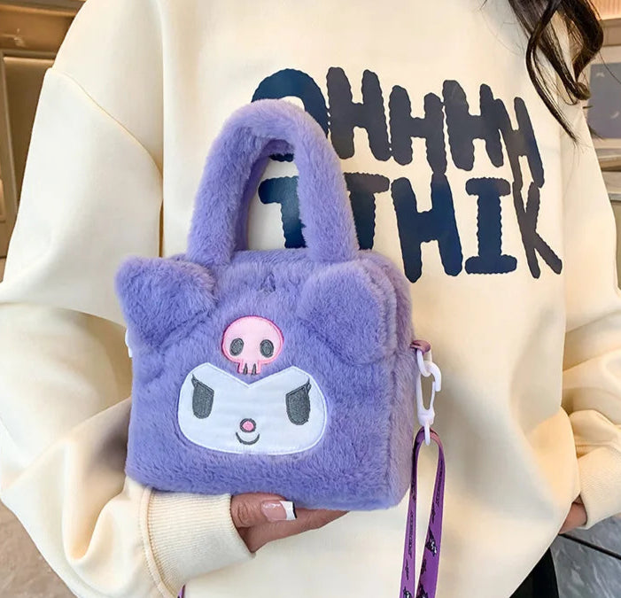 Kawaii Plush Bunny & Pup Style Crossbody Bag – Cute Anime-Inspired Handbag for Girls