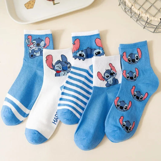 5-Pair Kawaii Cartoon Socks – Cozy Mid-Tube Cotton Socks for Kids