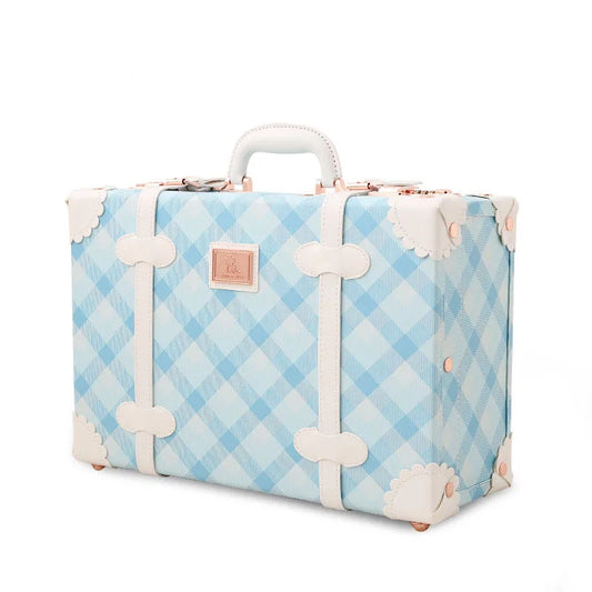 Blue Checkered Carry-On – Lightweight Travel Bag with Lock