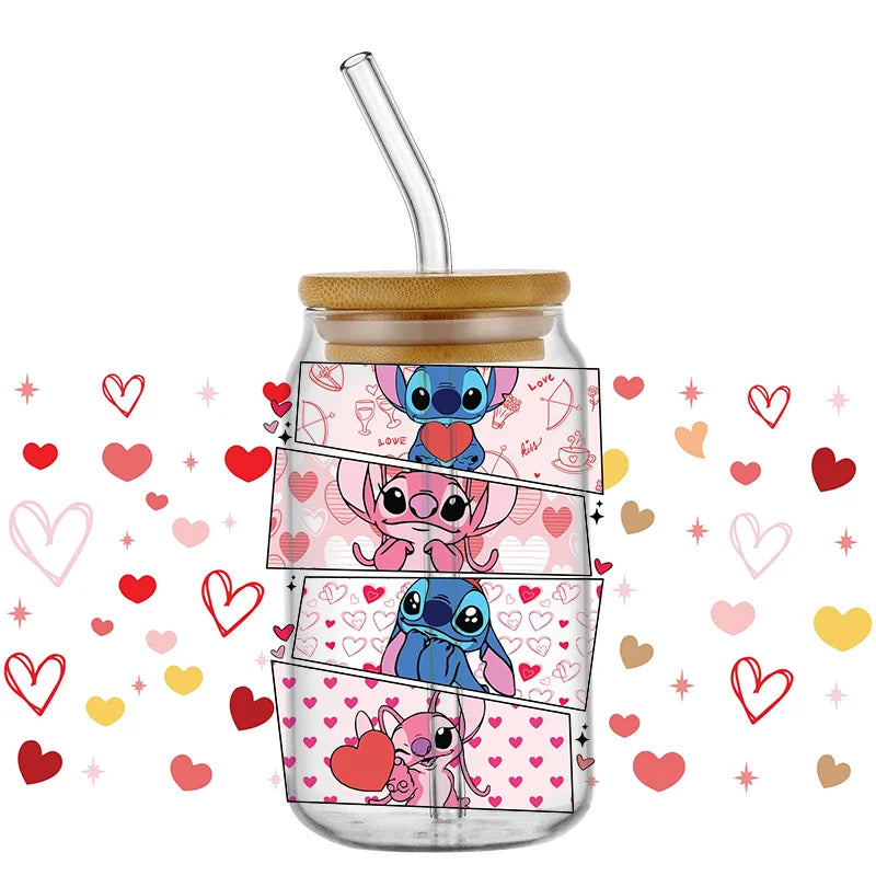 Kawaii Blue Alien Cup Wrap – 16oz UV DTF Waterproof Tumbler Sticker