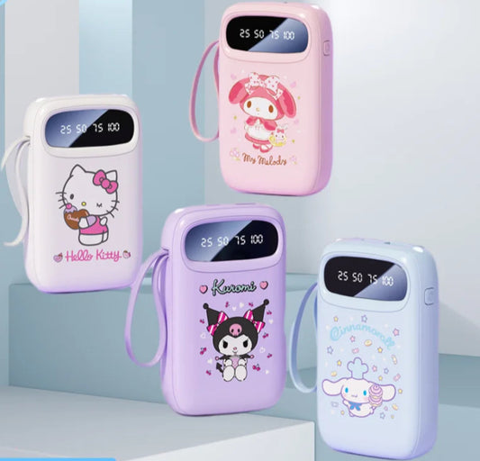 Kawaii Character Power Bank – Multi-Port Charger (Type-C, Lightning & USB)