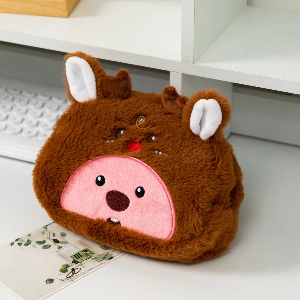 Plush Fluffy Makeup Bag – Soft & Compact Cosmetic Pouch