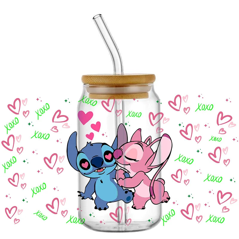 Kawaii Blue Alien Cup Wrap – 16oz UV DTF Waterproof Tumbler Sticker
