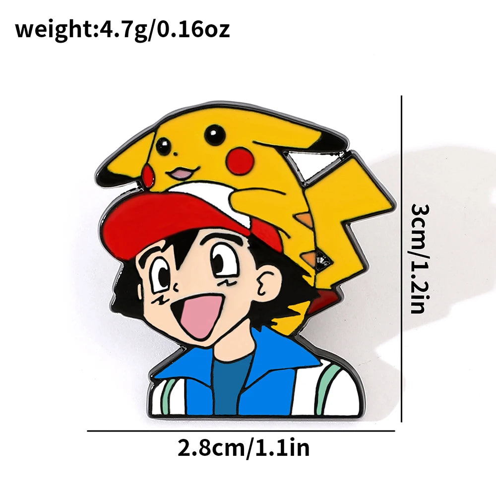 5 Cute Cartoon Brooch Set – Anime Style Metal Pins for Clothes, Bags, & Gifts