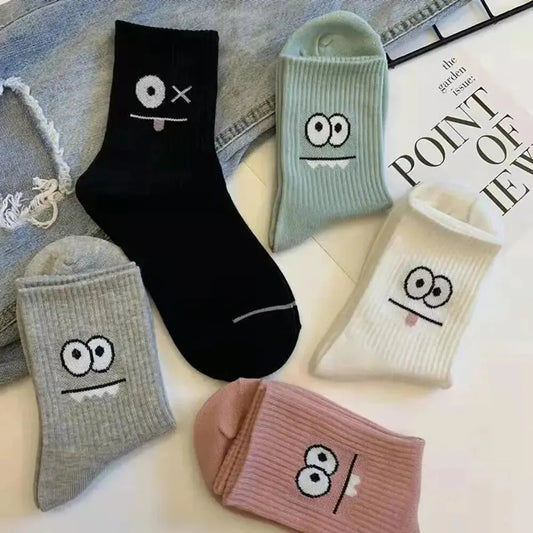 Cute Expression Socks – 5 or 10 Pairs Women’s Funny Crew Socks