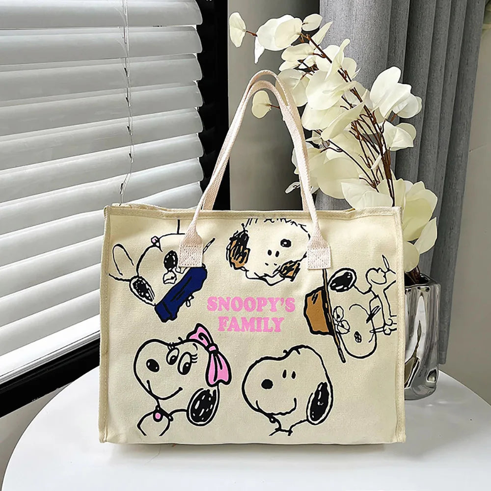 Kawaii Cartoon Canvas Tote – Cute Satchel Backpack for Daily Use