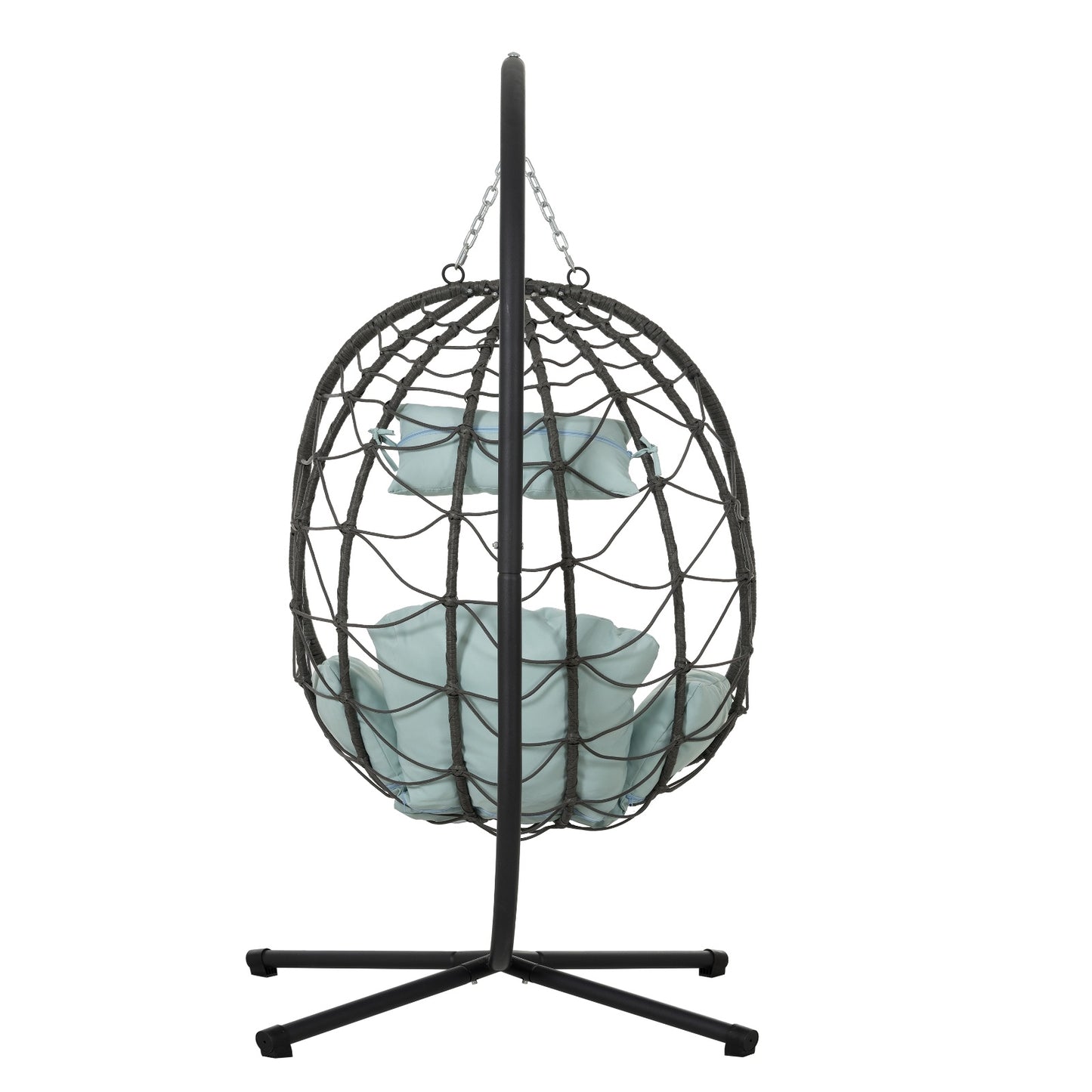 Swing Patio Chair – Foldable Hanging Seat with Cushion (Gray)