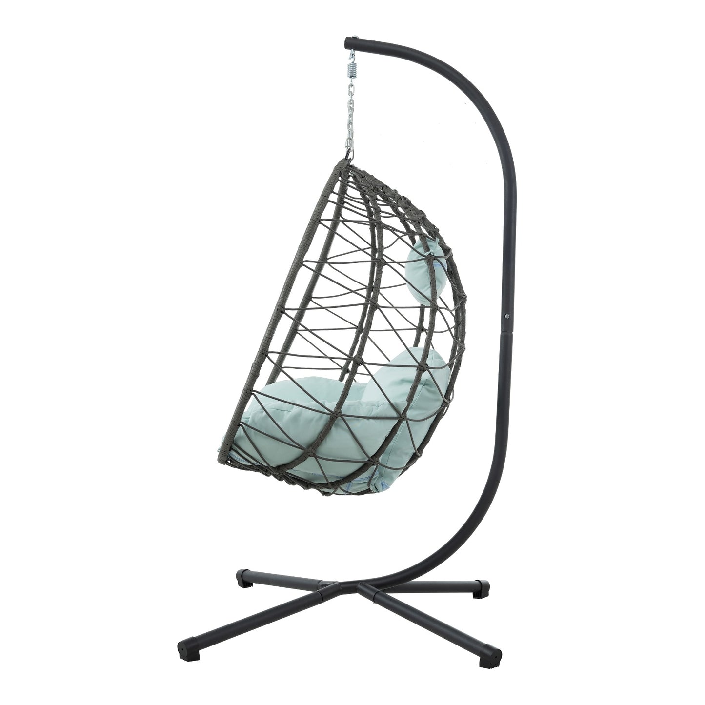 Swing Patio Chair – Foldable Hanging Seat with Cushion (Gray)