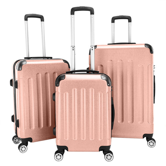 3-Piece Spinner Luggage Set – Rose Gold Travel Suitcases (20” 24” 28”)