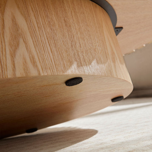 Modern Coffee Table – Natural Ash Finish with Pedestal Base (43.7”)