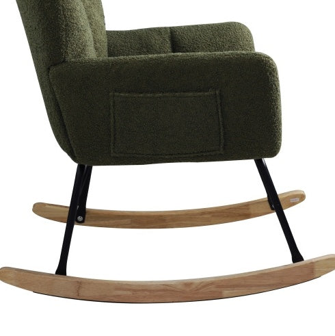 Teddy Fabric Rocking Chair – Modern Olive Green Accent Chair