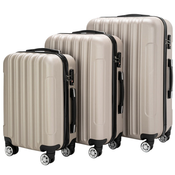 Ready to Fly Luggage Set – 3-Piece Spinner Suitcases, Champagne (20"–28")